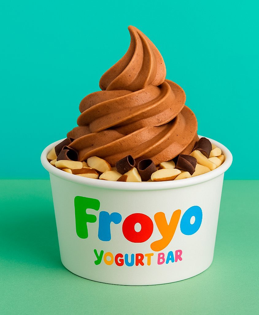 Cupă FroYo Bliss cu iaurt înghețat de ciocolată și fistic